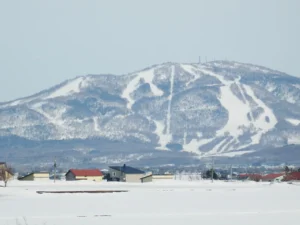 Snowy slopes and tree-lined runs of Kamui Ski Links near Asahikawa, Hokkaido