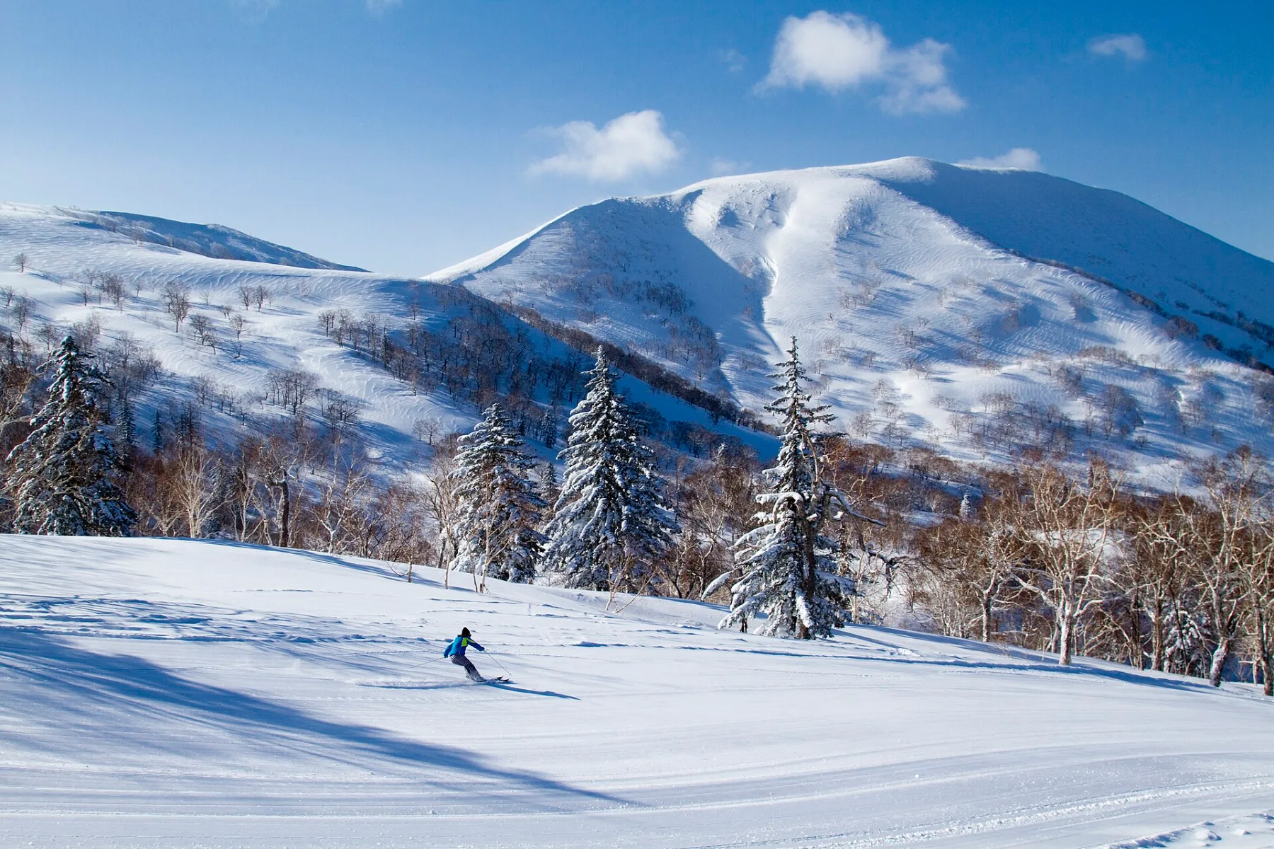 Snow-covered mountain and ski slopes at Kiroro Resort in Akaigawa, Hokkaido